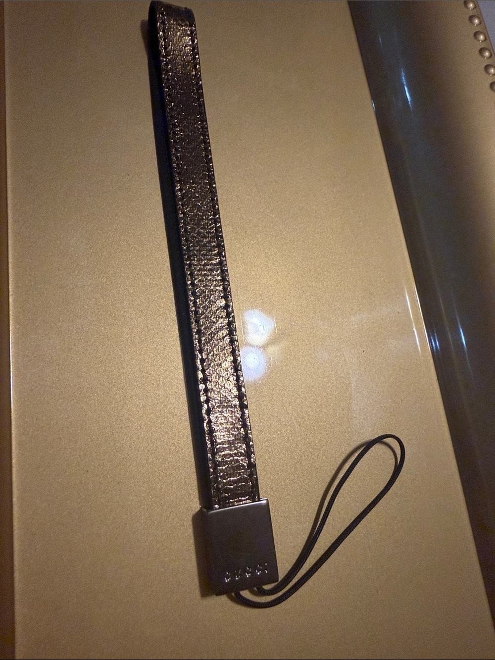 Gucci Leather Wrist Strap Lanyard - Bronze